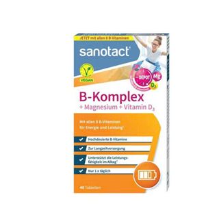 Thực phẩm bảo vệ sức khỏe: B-Komplex + Magnesium + Vitamin D3 tabletten, 40 viên/hộp