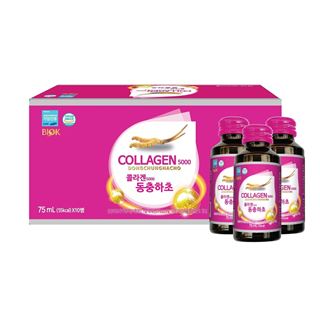 Thực phẩm bổ sung Nước Collagen5000 Đông Trùng Hạ Thảo BIOK 750 ml /hộp (75 ml x 10 chai)