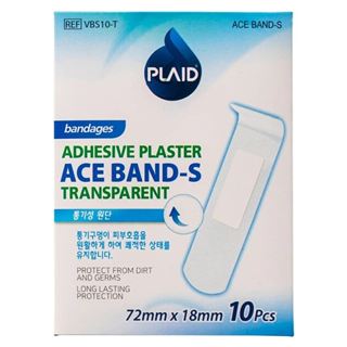 Băng keo cá nhân trong suốt ACE BAND-S (TRANSPARENT) 72mm x 18mm, 10 miếng/hộp, VBS10-T