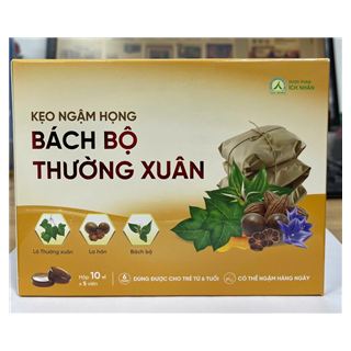Kẹo ngậm họng Bách Bộ - Thường Xuân (Hộp 10 vỉ x 5 viên)